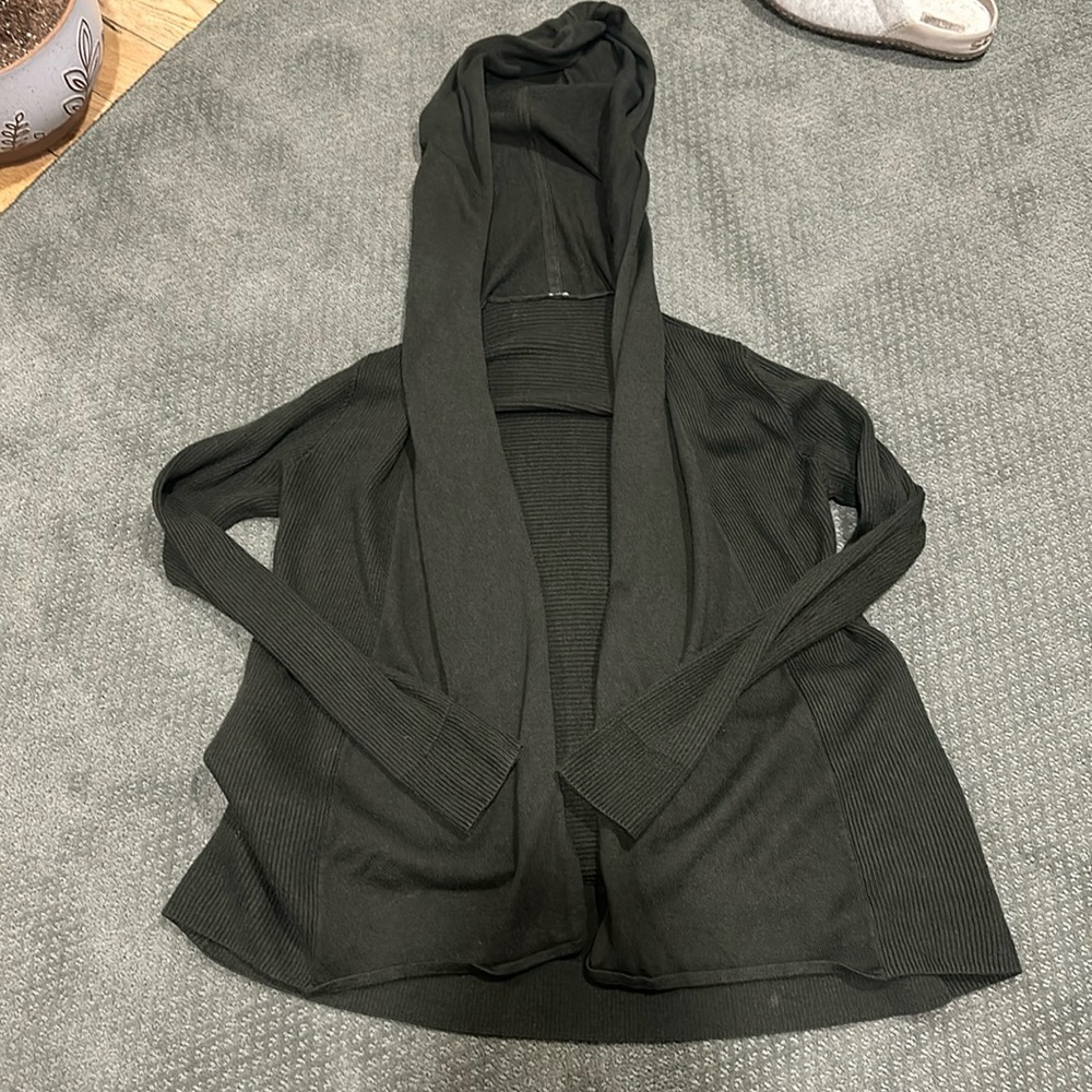 Army green lululemon cardigan, small light bleach spot on the inside-see picture